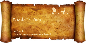 Mazák Ada névjegykártya